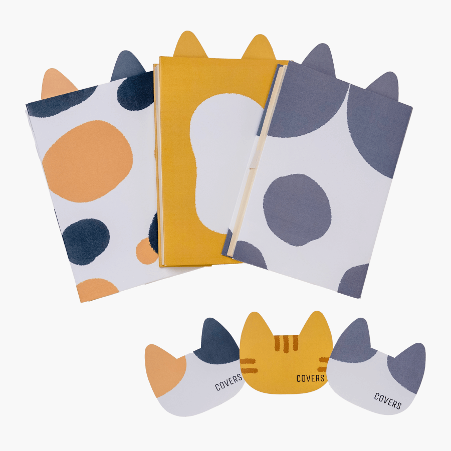 ねこのブックカバー（ミケ、チャトラ、ハチワレ）3点セット　猫耳しおり付き[文庫]